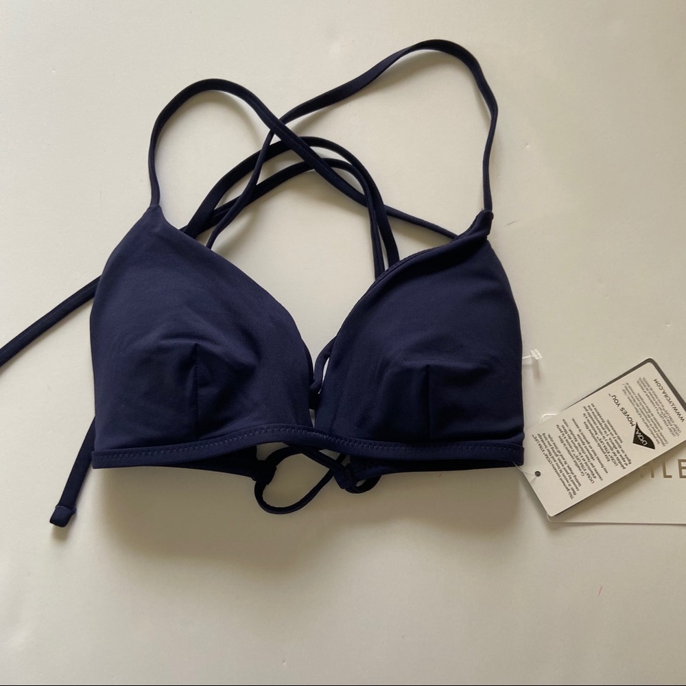 NEW Athleta Navy Tie Back Triangle Bikini Swim Top - Picture 2 of 4